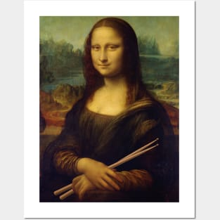 The Mona Lisa Holding Drum Sticks Funny Drummer Art Posters and Art